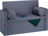 canapé relaxdays avec dossier - 2 coussins - siège pliant - rembourré - espace de rangement gris foncé