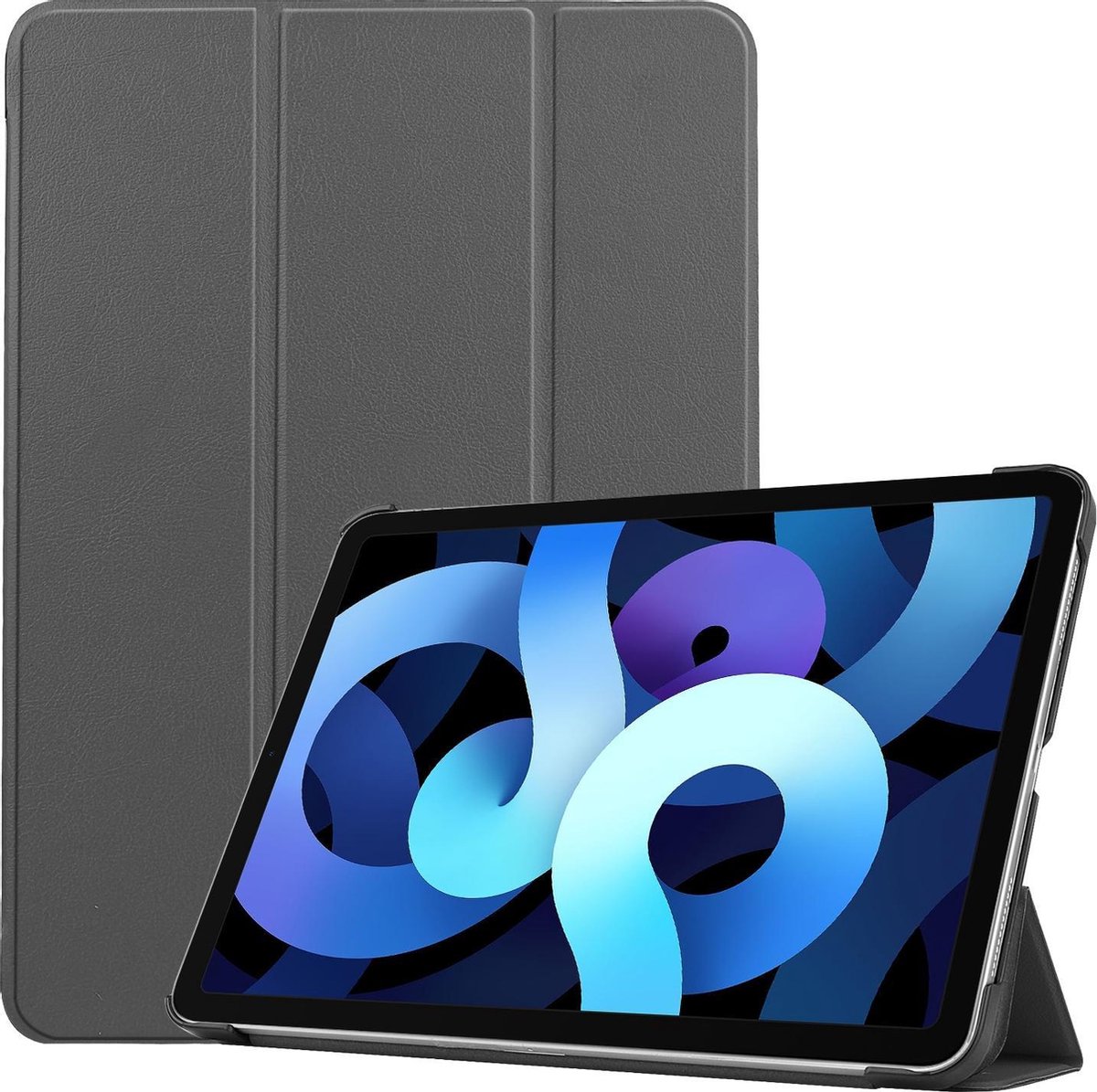 Hoes Geschikt voor iPad Air 2020 Hoes Book Case Hoesje Trifold Cover - Hoesje Geschikt voor iPad Air 4 2020 Hoesje Bookcase - Grijs