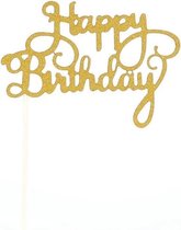 Cake topper happy birthday glitter |Goud | Taartversiering