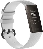 Siliconen Smartwatch bandje - Geschikt voor  Fitbit Charge 3 silicone band - wit - Maat: L - Horlogeband / Polsband / Armband