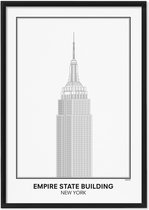 SKAVIK Empire State Building - New York Poster met houten lijst (zwart) 21 x 30 cm