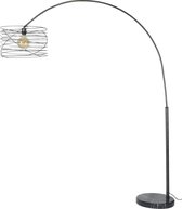 Boogvormige vloerlamp met 1 ronde spiraalvormige kap Ø45 cm in metaal, houtskoolkleurig