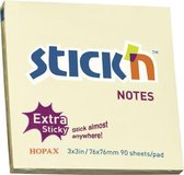 Stick'n sticky notes 76x76mm, extra sticky, pastel geel, 90 memoblaadjes