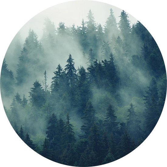 Staerkk - Forêt dans la brume - Ø80 cm - Cercle mural de dibond avec montage