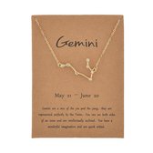 Kasey Tweelingen Ketting Sterrenbeeld Hanger Met Steentjes - Goudkleurig - Gemini