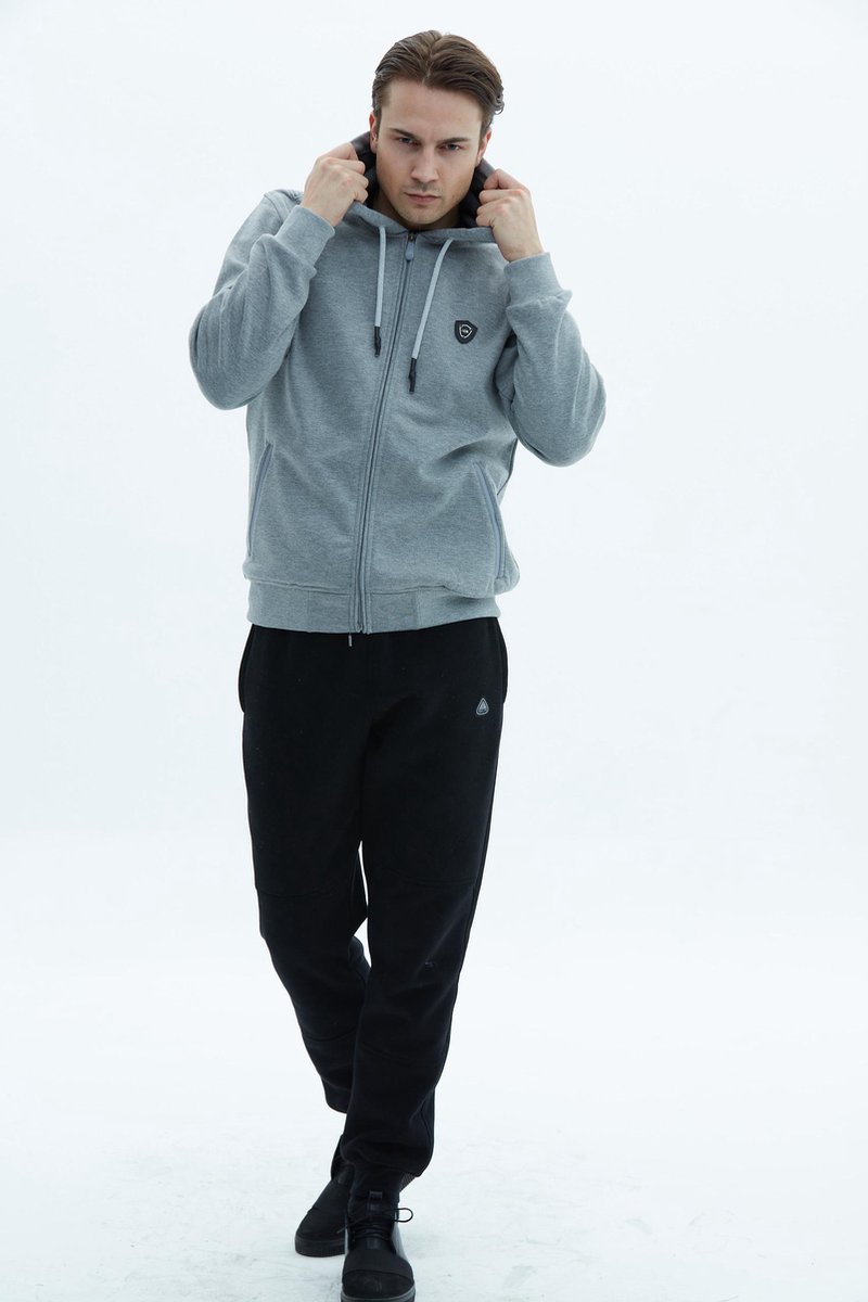 SCR. Alaf - Warme Hoodie Heren - Sweatvest met capuchon - Lichtgrijs - Maat XL