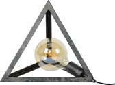 Vintage tafellamp 35 cm piramide, metalen houtskoolkleurige piramide