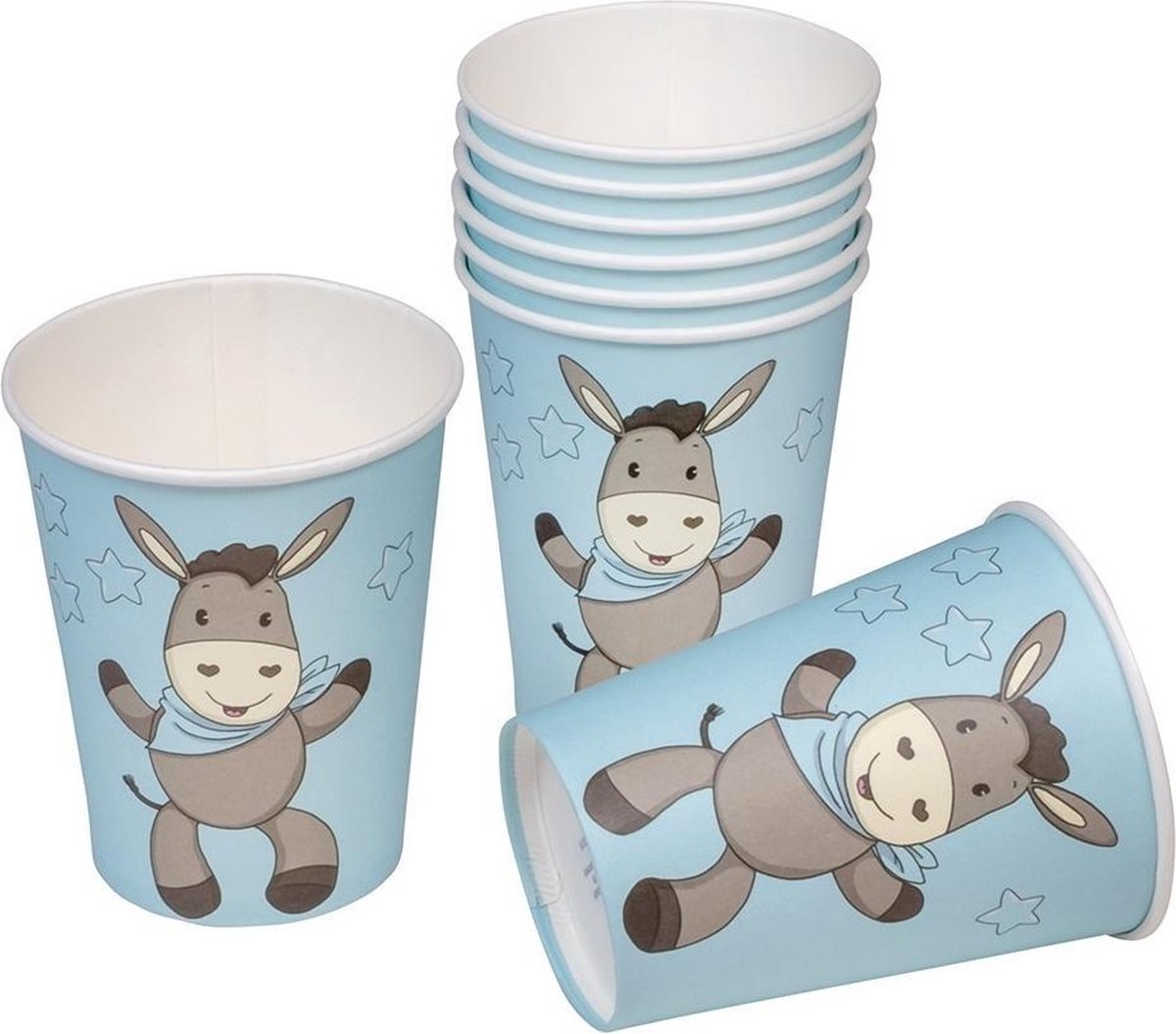 Tib Feestbekers Ezel 260 Ml Karton Blauw/grijs 8 Stuks