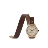 Dames horloge bamboe hout I Twist  double mocca  leren band I TiMEBOO ®