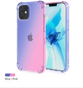 iPhone 12 Pro Max (6.7) hoesje - transparant hoesje - regenboog paars/blauw - siliconen - leuke kleur - hoesje met print -