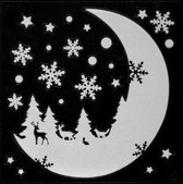 Raamsticker Kerst  - kerstfeest, raamdecoratie, sticker en raamdecoratie - Maan / Hert - 30x30cm - 2 stuks