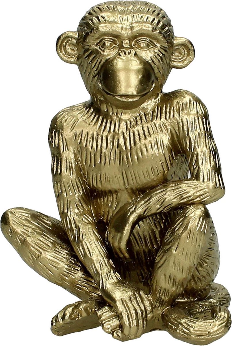 Wants&Needs - Beeld - Ornament - Aap - Goud - 11.5 X 9.4 X 15cm