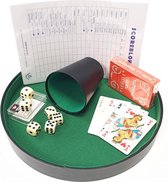 Engelhart Dobbelset: Pokerpiste, beker, dobbelstenen en extra Groot scoreblok + speelkaarten