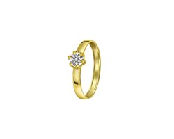 Lucardi Dames Ring met zirkonia - Ring - Cadeau - 9 Karaat - Geelgoud