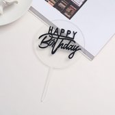 Cake Topper Happy Birthday Zwart/Black |Verjaardag/Birthday | Taartdecoratie | Taartversiering | Taarttopper |