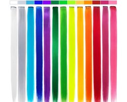 13X Hairextension Mix Kleur - Clip In Haar - Haar Extrension - Nephaar - Kunsthaar - Carnaval - Verkleden