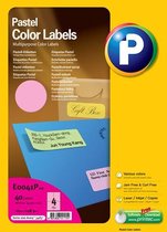Printec Pastel Roze etiketten - 10 vel - 105x148.5mm - 4 labels per A4 - 40 gekleurde stickers per doos