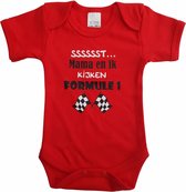 Rode romper met "Sssssst... Mama en ik kijken Formule 1" - maat 80 - moederdag, zwanger, cadeautje, kraamcadeau, grappig, geschenk, baby, tekst