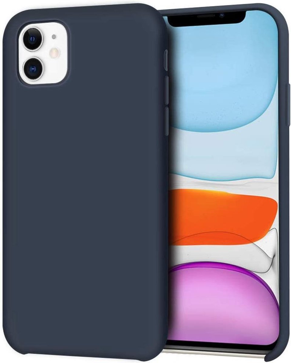 Siliconen Liquid Backcover Hoesje Geschikt voor: iPhone 12 Pro - Donker blauw