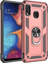 Anti-Shock Hybrid Ring Armor Hoesje Geschikt voor: Samsung Galaxy A30S - rose goud