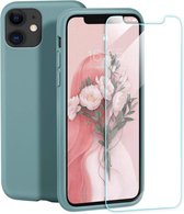 Siliconen Backcover Hoesje Pine Green  + Tempered Glas Screenprotector Geschikt voor: Apple iPhone 11 Pro