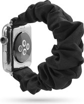 SmartphoneClip® Scrunchie zwart Bandje geschikt voor Apple Watch 42mm, 44mm, 45mm, en 49 mm (alle generaties)