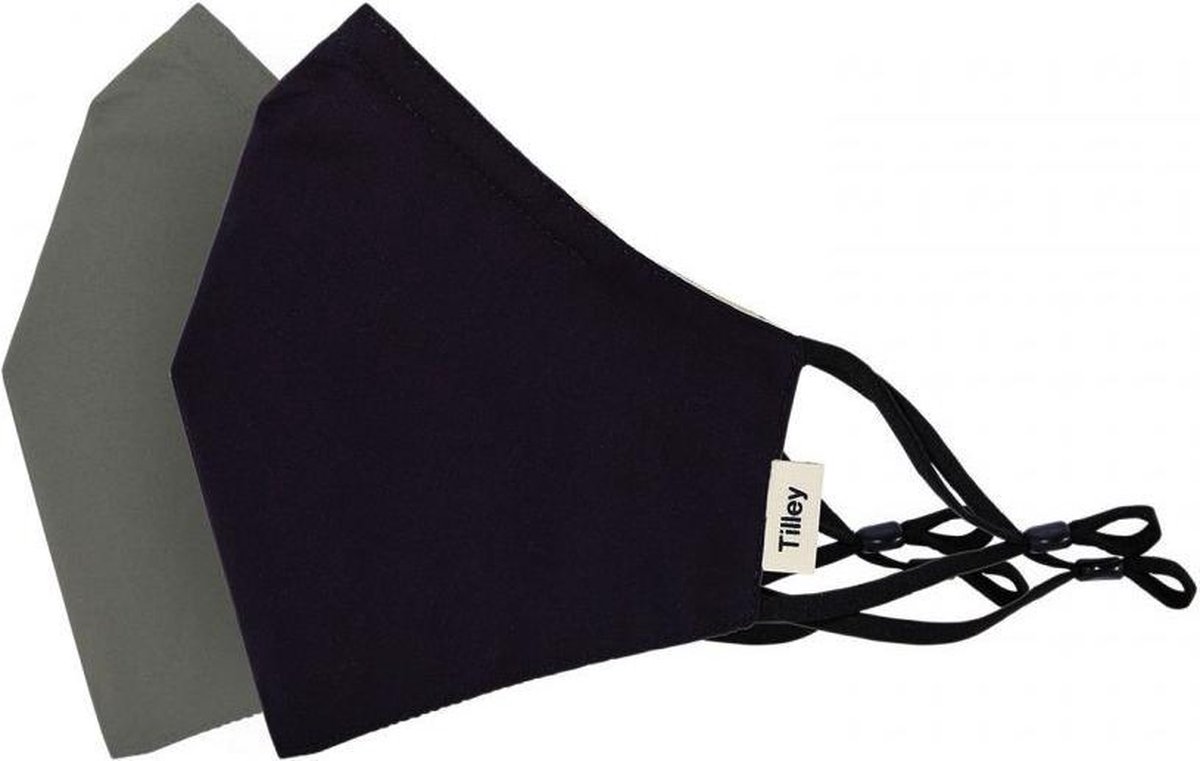 Katoenen Mondkapje - 2 Pack - Black/Khaki