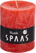 SPAAS - Rustieke geurloze Cilinderkaars hoogte 8cm, ± 30 uur - rood - Cilinderkaars