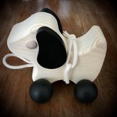 Trekdier trek hond licht hout met zwart en een creme koordje