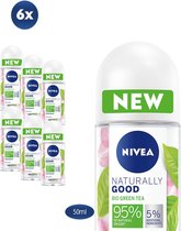 NIVEA Naturally Good Bio Green Tea Deodorant Roller - 6 x 50 ml - Voordeelverpakking