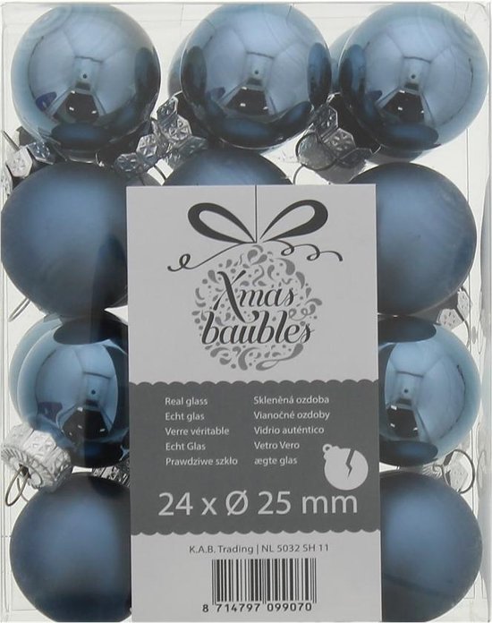 Blauwe Kerstballen set 24 stuks