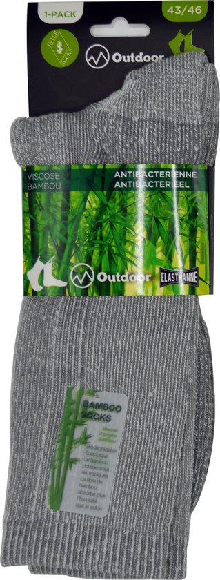 Wandelsokken Heren - OUTDOOR- 39/42 - naadloos - 2 PAAR - BAMBOO - grijs                    chaussettes socks