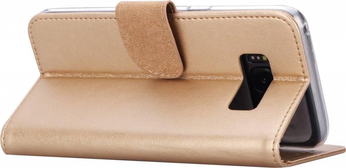 BixB Samsung Galaxy A8 2018 hoesje - bookcase Goud + tempered glas screenprotector