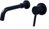 Wastafelkraan- Inbouw- Zwart -15CM- Wastafelkraan- badkamerkraan- Toiletkraan -Wandmontage- Complete set