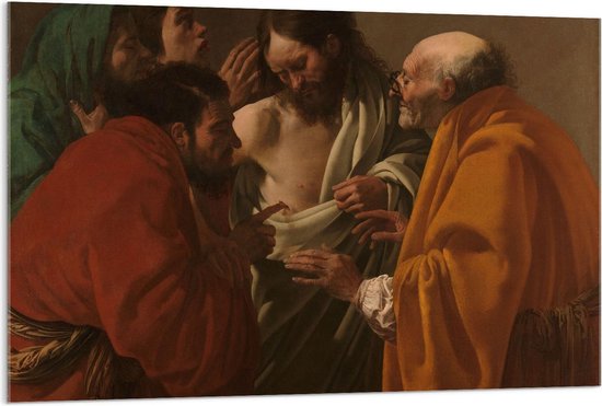 Acrylglas - Oude Meesters - De ongelovige Thomas, Hendrick ter Brugghen, ca. 1622 - 120x80cm Foto op Acrylglas (Wanddecoratie op Acrylglas)