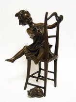 Beeld Vrolijk Kind - Bronzen sculptuur - 21,3 cm hoog