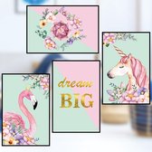 Muursticker | Flamingo | Unicorn | Eenhoorn |  Wanddecoratie | Muurdecoratie | Slaapkamer | Kinderkamer | Babykamer | Jongen | Meisje | Decoratie Sticker
