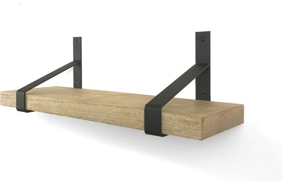 Officier evenaar Hoop van Mango hout wandplank recht 80 x 20 cm met plankdragers | bol.com