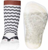 Antislip sokken grijs gestreept dassenkop-27/28