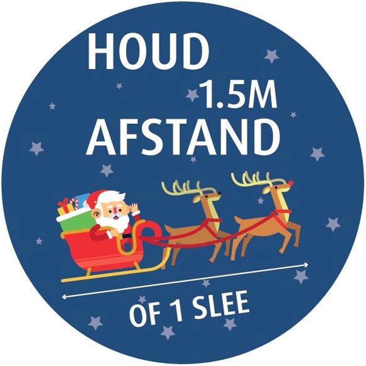 3Motion- Kerstversiering- 1 slee afstand kerst- afstand houden - 1m50- Corona covid vloersticker- Diameter 42.5 cm - 5stuks