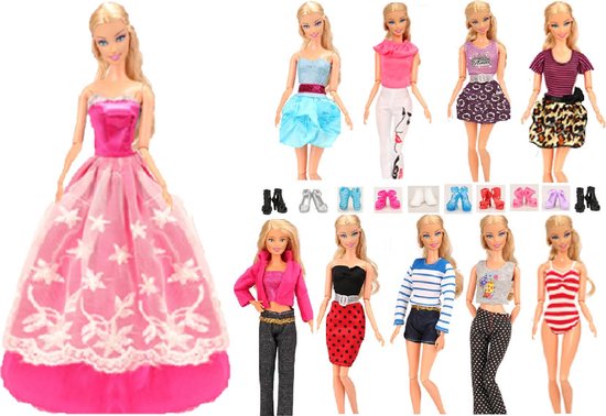 bewijs mogelijkheid Dankzegging Barbie kleding voor barbie pop -10 fashion outfits voor modepoppen -  prinsessenjurk -... | bol.com