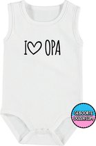 Romper - I love opa - maat 98/104 - kap mouwen - baby - baby kleding jongens - baby kleding meisje - rompertjes baby - kraamcadeau meisje - kraamcadeau jongen - zwanger - stuks 1 -