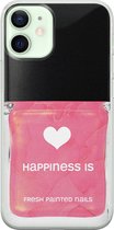 iPhone 12 mini hoesje siliconen - Nagellak - Soft Case Telefoonhoesje - Print / Illustratie - Transparant, Roze