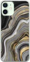 iPhone 12 mini hoesje siliconen - Marble agate - Soft Case Telefoonhoesje - Print / Illustratie - Transparant, Goud
