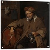 Tuinposter – Oude meesters - De oude drinker, Gabriël Metsu, ca. 1661 - ca. 1663 - 80x80cm Foto op Tuinposter  (wanddecoratie voor buiten en binnen)