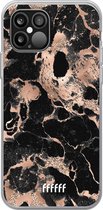 iPhone 12 Pro Max Hoesje Transparant TPU Case - Rose Gold Marble #ffffff