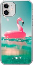 iPhone 12 Mini Hoesje Transparant TPU Case - Flamingo Floaty #ffffff
