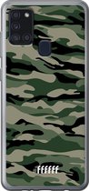 Samsung Galaxy A21s Hoesje Transparant TPU Case - Woodland Camouflage #ffffff