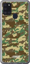 Samsung Galaxy A21s Hoesje Transparant TPU Case - Jungle Camouflage #ffffff