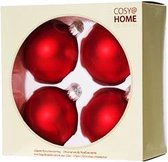 KERSTBALLEN SET 4 STUKS | KERSTVERSIERING | MAT ROOD | D8 CM | GLAS